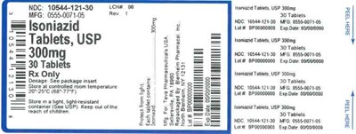 300mg 30ct (Label Isoniazid Tabs 300mg Bpi(10544 121 30) Teva(0555 0071 05) Rev1)